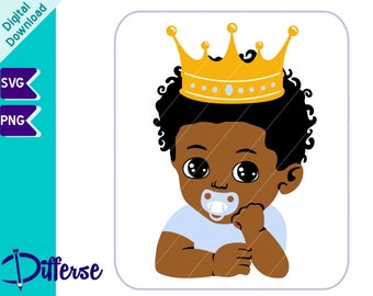 Black Baby Prince SVG | SVG Cut File & PNG | African American Baby Boy svg | Black boy svg | Black Prince svg  | Afro Prince svg | Afro Boy