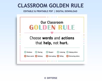 Simple Classroom Golden Rule | Positive Behavior Poster | Helpful or Hurtful | Classroom Rules and Expectations | Good and Bad Choices
