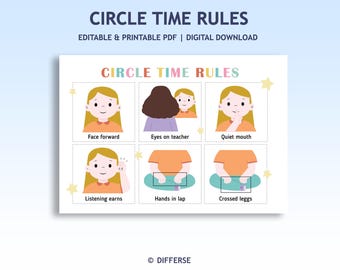 Circle Time Rules | Circle Time Visuals | Circle Time Behavior Expectations | Kindergarten Rules | Pre-k Rules | Circle Time Chart