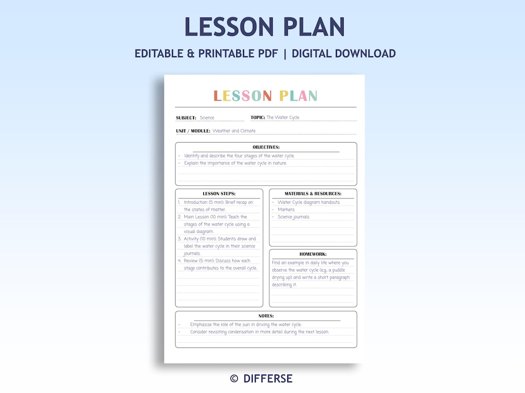 Editable Lesson Plan Template | Daily Lesson Plan for School | Digital ...