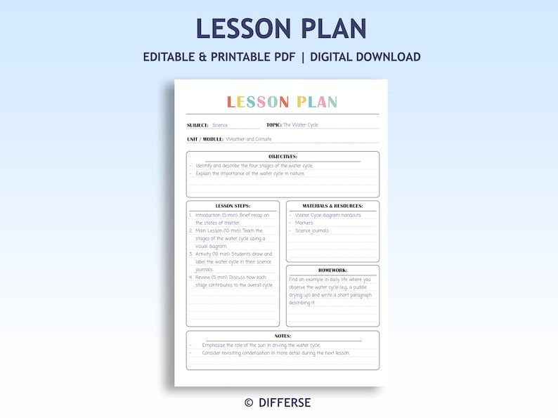 Editable Lesson Plan Template | Daily Lesson Plan for School | Digital ...