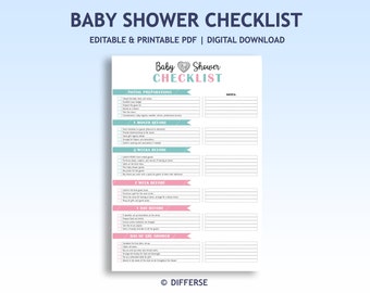 Baby Shower Checklist | Baby Shower To Do List | Baby Shower Planner | Baby Shower Agenda | Baby Shower Template | Baby Shower Schedule