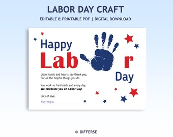 Labor Day Handprint Craft | Labor Day Poem Printable | Kids Labor Day Craft | Classroom Keepsake | Labor Day Gift
