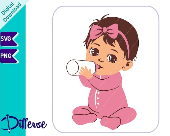Baby Shower Bottle Clipart Newborn Baby Girl With Bottle SVG Cut