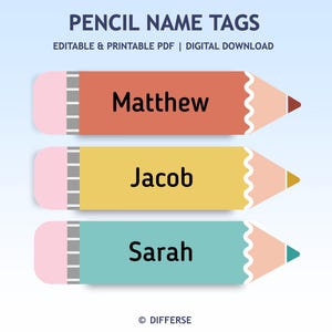 Student Name Tags | Back to School Name Tags | Pencil Name Tags | Classroom Name Tags | Kids Name Tags | Kids Name Labels | Desk Tags