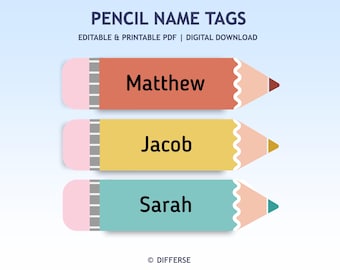 Student Name Tags | Back to School Name Tags | Pencil Name Tags | Classroom Name Tags | Kids Name Tags | Kids Name Labels | Desk Tags