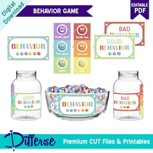 Behavior Jar Labels | Behavior Marbles Game | Kids Behavior Tracker | Visual Behavior Activity | Behavior Management Jar | Good Behavior Jar
