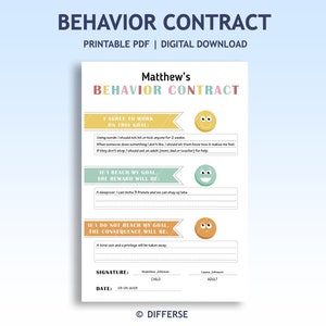 Kids Behavior Contact | Classroom Contract | Kids Behavior Goals | Behavior Analysis  | Behavior Chart | Bad Behavior Form