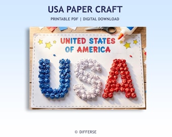 USA Paper Craft | Patriotic Craft for Kids | American Flag Craft | Red White Blue Craft | 4th of July Classroom Activity | America Craft