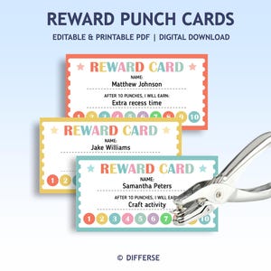 Reward Punch Cards | Reward Card | Reward System | Reward Coupon | Kids Reward Tracker | Reward Chart Kids | Good Behavior Card