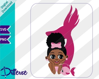 Cute Mermaid | SVG Cut File & PNG | Mermaid Clipart | Mermaid PNG | Mermaid Digital Download | Mermaid svg | Baby Girl Mermaid