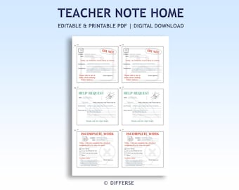 Teacher Note Home | Teacher Mail | Teacher Behavior Notes | School Note Home | Teacher Parent Communication | Help Request | Incomplete Work