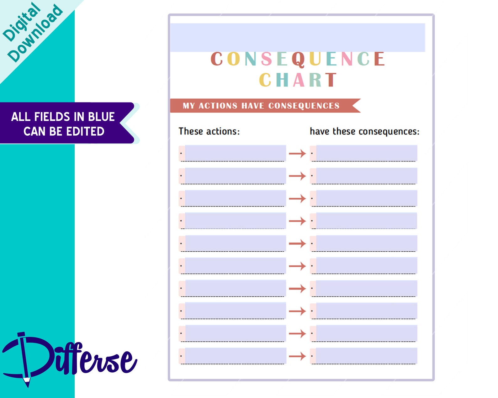 Editable Consequence Chart My Actions Have Consequences Etsy Editable Consequence Chart My Actions Have Consequences Etsy