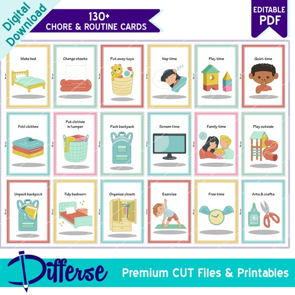 Kids Routine Cards | Daily Chore Cards | Kids Chores | Visual Routine Cards | Cleaning Cards | Autism Chore Cards | Chore Cards For Kids