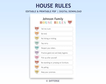 House Rules For Kids | Family House Rules | Family Rules | Home Values | Short Kids Rules | Home Rules | Alone Rules | Behavior Rules