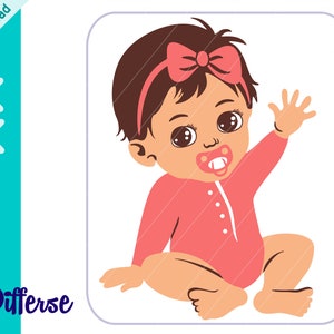 Cute Baby Girl with Pacifier | SVG Cut File & PNG | Baby Girl SVG | Baby Princess Vector | Little Girl In Pink Onesie svg | Baby svg
