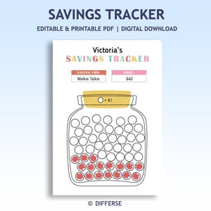 Savings Jar Tracker | Kids Savings Challenge | Digital Piggy Bank | Mini Savings Planner | Money Saving | Kids Savings Template | Saving Log