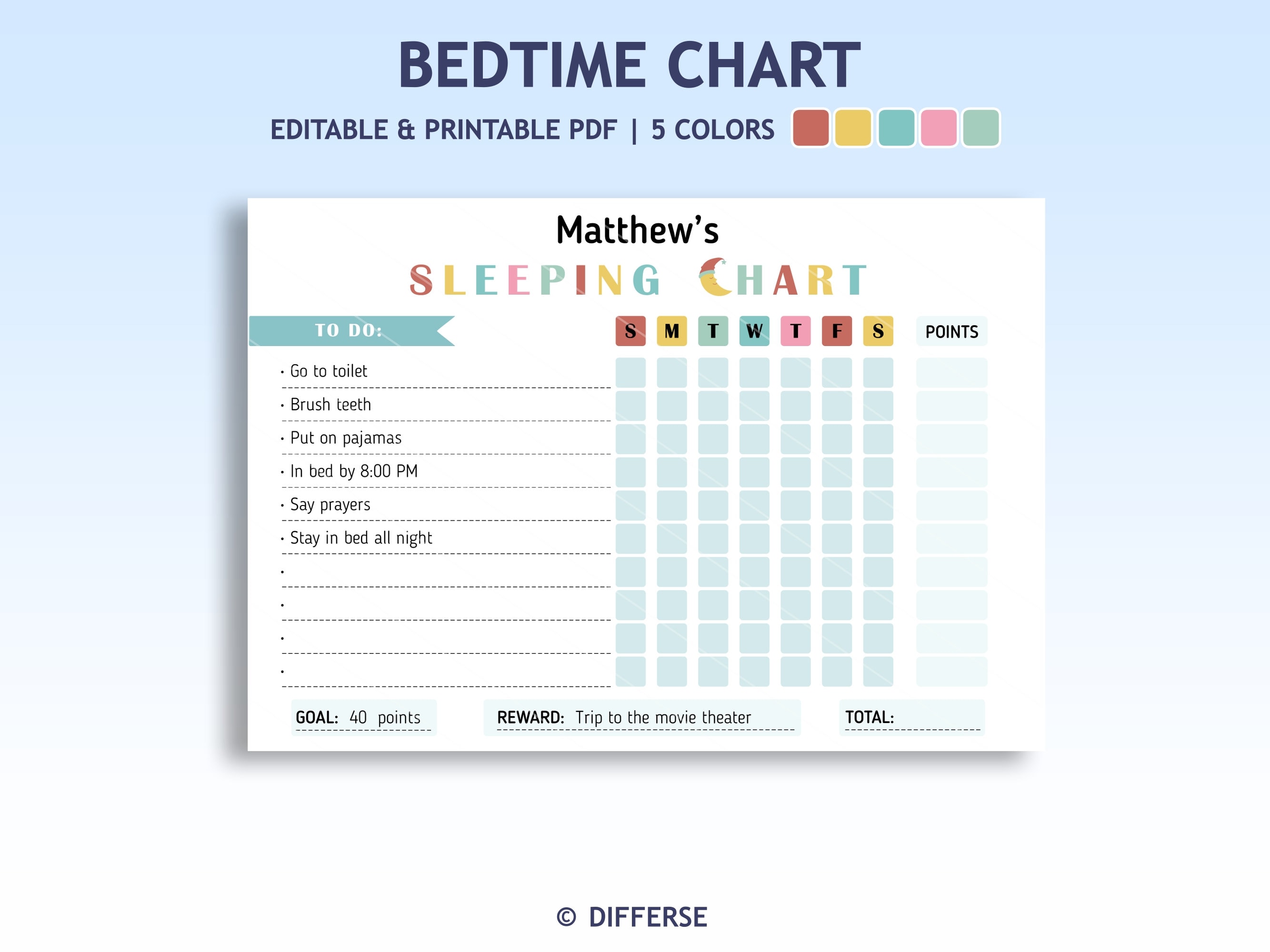 Editable Kids Bedtime Routine | Bedtime Checklist | Bedtime Chart ...