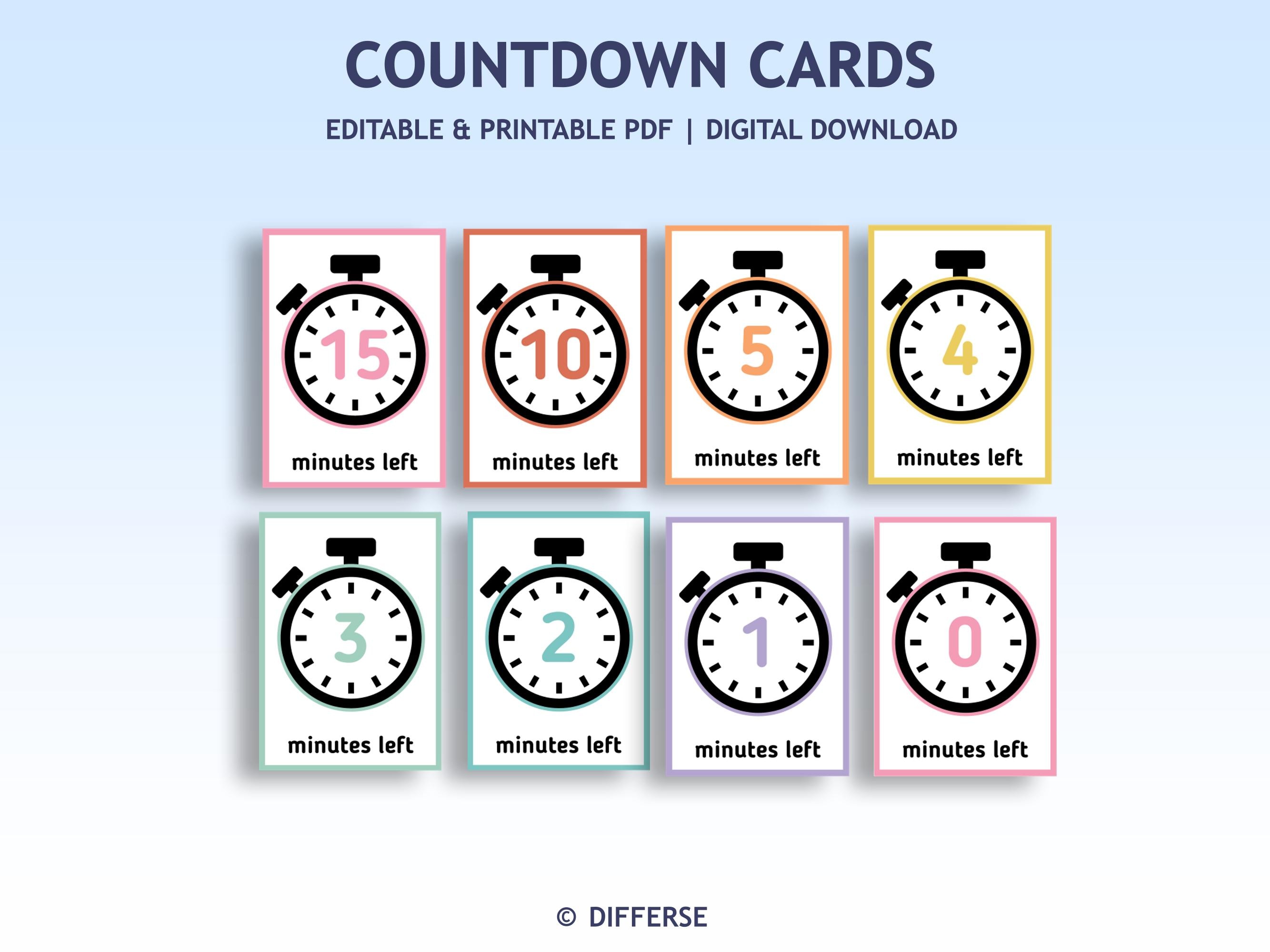 Editable Countdown Cards | Classroom Transition Timer | Visual Timer ...