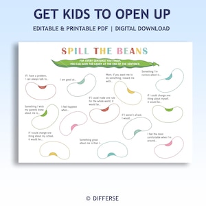 Spill The Beans Therapy Activity | Conversation Starters For Kids | Kids Communication Tool | Emotion Sharing Game | Emotion Activities