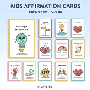 54 Affirmatiekaarten voor kinderen, Positieve Affirmatiekaarten, Dagelijkse Affirmaties | Notities lunchbox | Motivatiekaarten | Inspirerende kaarten