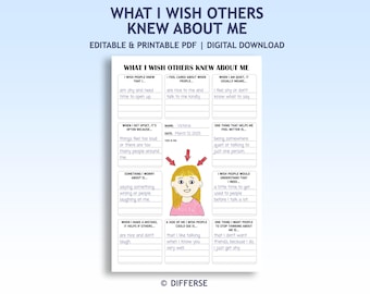 What I Wish People Knew About Me for Kids | Get To Know Me Worksheet | All About me | Therapy Activity | School Counselor Sheet