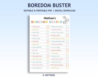 Boredom Buster | Activity Chart | Boredom List | Reward Chart | Kid Activities | Home Activities | Outdoor and Indoor Activities