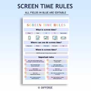 Screen Time Rules | Online Safety | Screen Time Chart | Cyber Safety | Social Media Safety | Screen Time Chores | Screen Time Management image 2