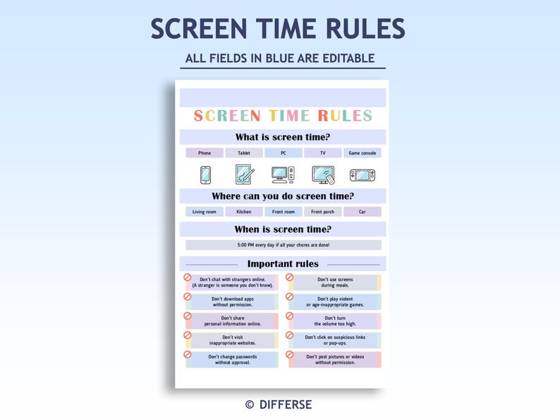 Screen Time Rules | Online Safety | Screen Time Chart | Cyber Safety | Social Media Safety | Screen Time Chores | Screen Time Management image 2