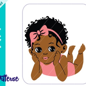 Prachtig Afro-Amerikaans babymeisje | Gesneden SVG-bestand & PNG | Clipart babymeisje | Pasgeboren SVG | Melanine-svg | Afroprinses | Black Girl, png