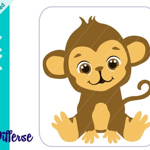 Scimmietta carina in formato SVG / File di taglio SVG e PNG / Scimmia in formato SVG / Cucciolo di animale da safari / Cucciolo di animale della giungla in formato PNG / Cucciolo di animale in formato SVG / Cucciolo di scimpanzé in formato SVG