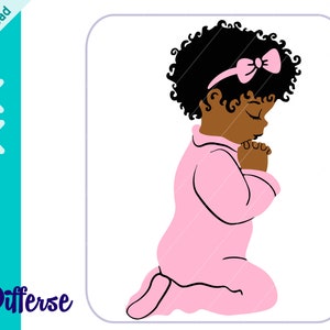 African American Baby Praying | SVG Cut File & PNG | Christian Baby | Baby Girl Praying SVG | Black Girl svg | Christian svg | Black Baby
