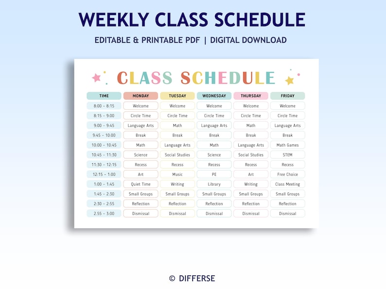 Editable Kid Routine Editable Class Schedule Planner | Classroom Schedule | Kids Daily ...