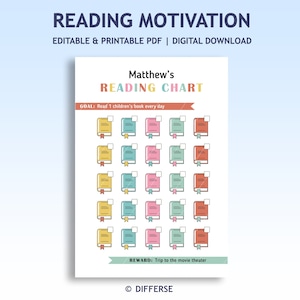 Kids Reading Chart | Reading Challenge | Reading Tracker | Kids Reading Log  | Reading Goals | Book Reading Planner | Bedtime Reading