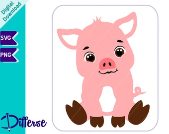 Cute Baby Pig SVG | SVG Cut File & PNG | Pig svg | Baby Farm Animal | Baby Piggy png | Baby Animal svg