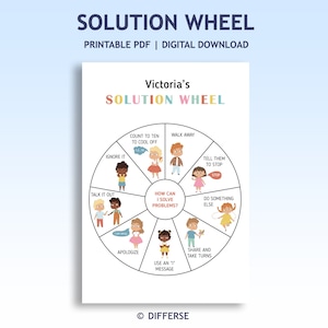 Problemlösungsrad | Was kann ich tun? Lösungen Tabelle | Sozial emotionales Lernen | Bewältigungsfähigkeiten für Kinder | Klassenzimmer-Planung