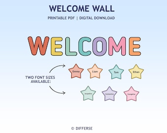 Welcome Wall Classroom Decor | Student Name Stars | Back to School Display | Printable Classroom Welcome | Student Welcome Board