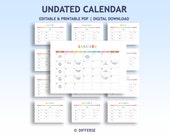 Undated Calendar for Kids | 12 Month Calendar Template | Kids Monthly Calendar | Undated Calendar Printable | Blank Calendar