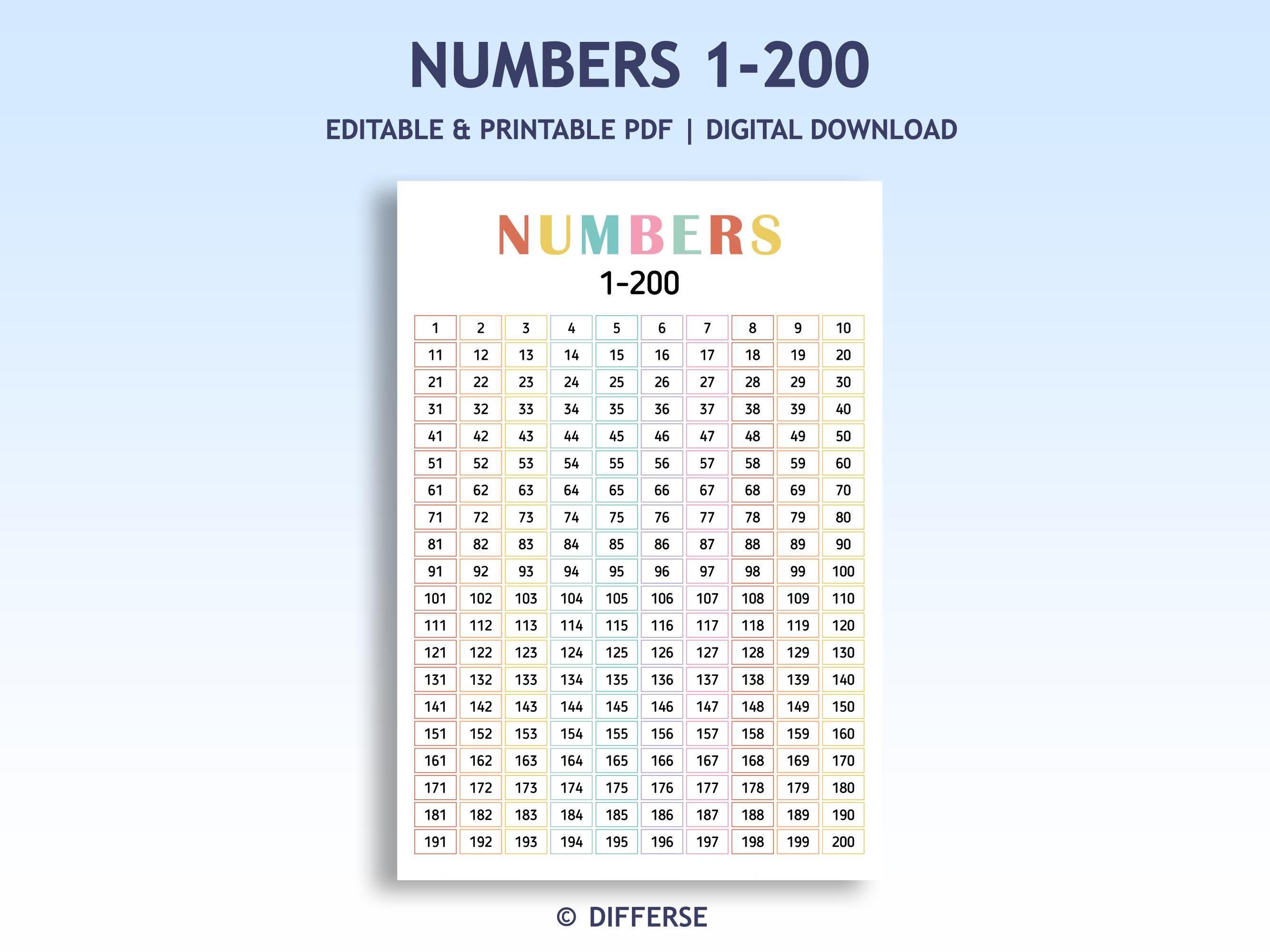 Number chart 1 200 - Etsy 日本