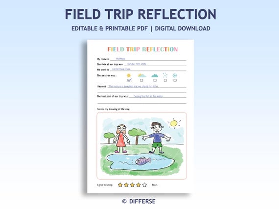Editable Field Trip Reflection Worksheet | Reflection Sheet | Field Trip Writing | Field Trip Activity | Field Trip Assignment | School Task