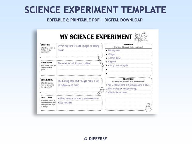 Editable Science Experiment Worksheet | Science Experiment for Kids ...