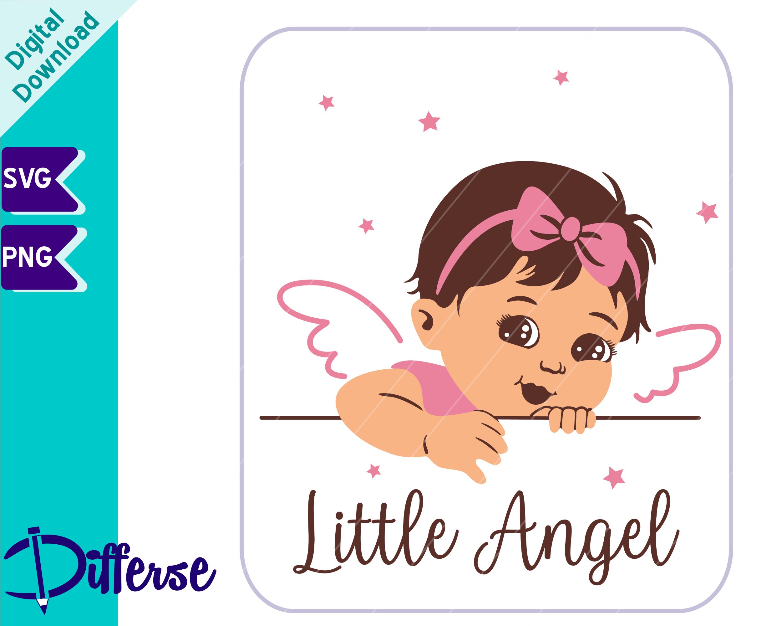 Baby Angel With Angel Wings SVG Cut File & PNG Baby Girl Etsy
