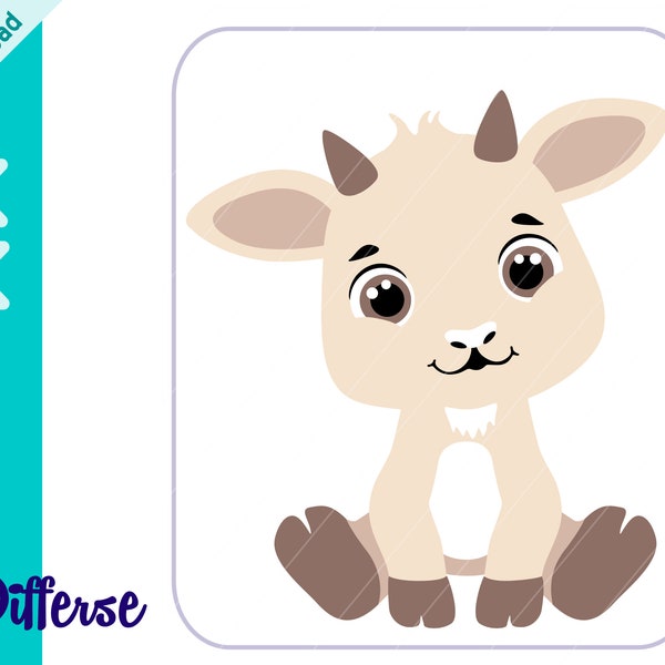 Cute Baby Goat SVG | SVG Cut File & PNG | Goat svg | Baby Farm Animal | Lamb png | Baby Animal svg