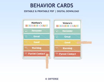Classroom Behavior Chart | Behavior Card | Behavior Tracker | Consequence Chart | Behavior Chart Smiling Face | Behavior Chart for Classroom