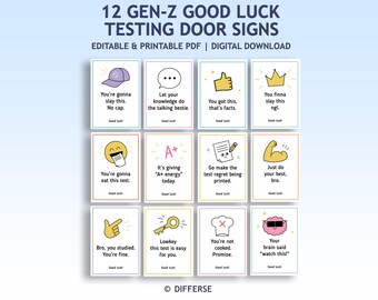 Gen Z Slang Testing Motivational Posters | Good Luck Testing Signs, Testing Encouragement Door Signs, Funny Classroom Exam Motivation Poster