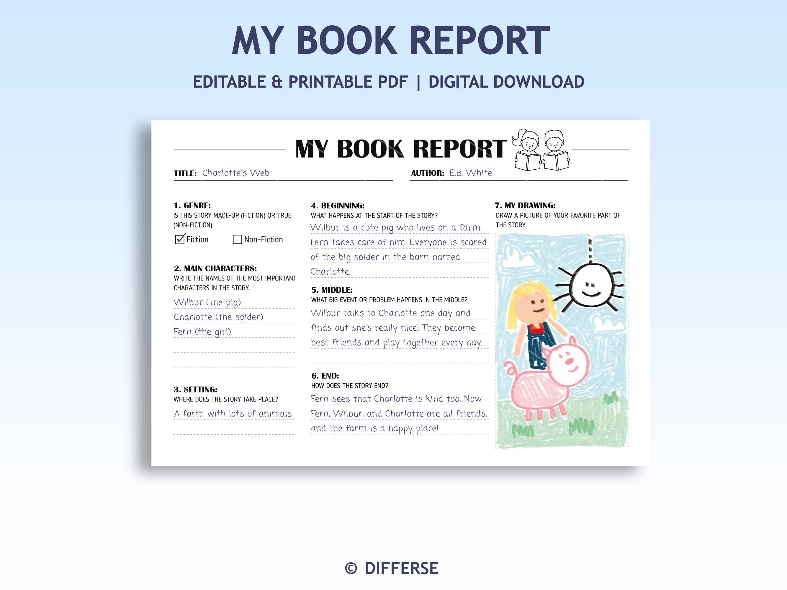 Book report template for first-grade readers.