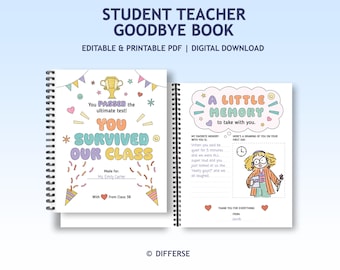 Student Teacher Goodbye Book | Student Teacher Gift | Class Memory Book | End of Year Printable | Thank You Keepsake