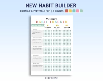 Editable Habit Tracker For Kids | Habit Chart | Cute Goal Tracker | A4 Habit Planner | Learning Chart | Printable Behavior Tracker | Digital