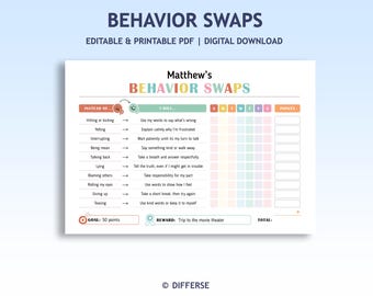 Behavior Swaps | Home Behavior Chart | Classroom Behavior Chart | Good Behavior Chart | Kids Behavior Chart | Daily Behavior Chart For Kids