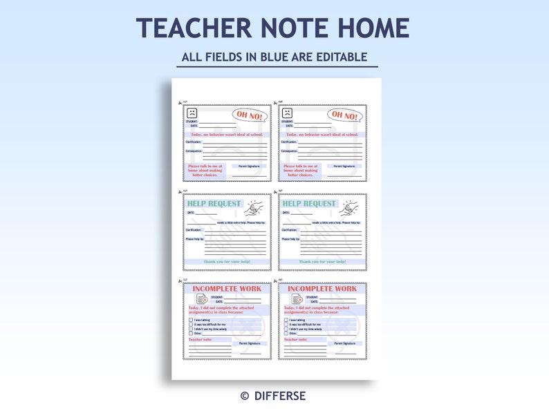 Teacher Note Home | Teacher Mail | Teacher Behavior Notes | School Note ...